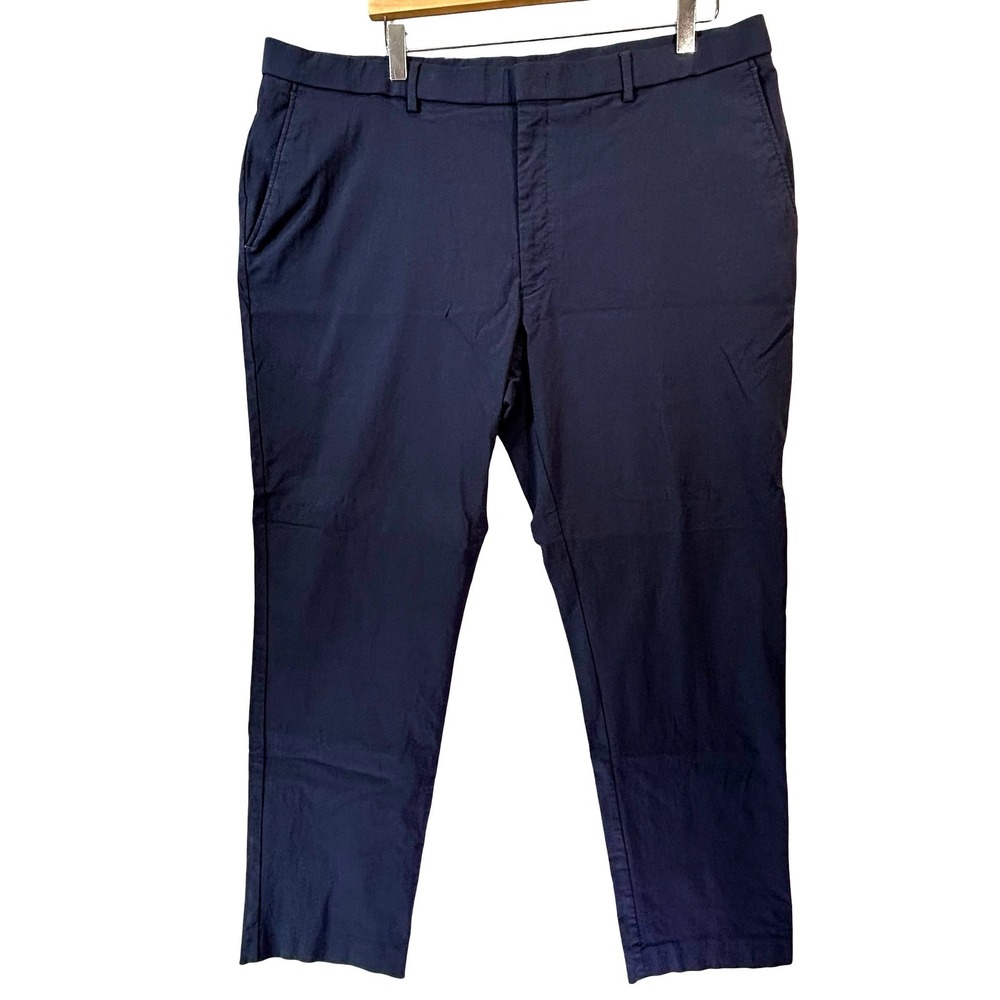 Tommy‎ Hilfiger Mens 42x32 Navy Blue Straight Leg Chino Pants Stretch Flat Front